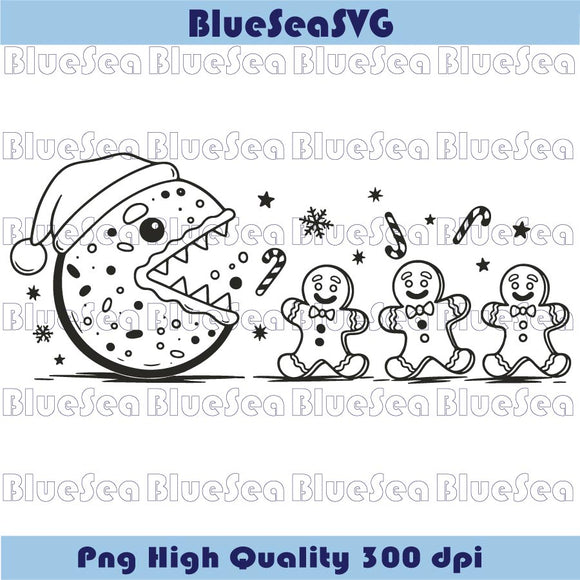 Santa Cookie Chasing Gingerbread Svg Cookie Funny Christmas Svg