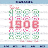 Since 1908 Alpha Kappa Alpha Svg Stacked AKA Sorority Svg Png