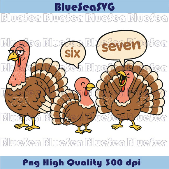 Six Seven Meme Turkey Thanksgiving Svg Cute Family Turkey 6 7 Svg