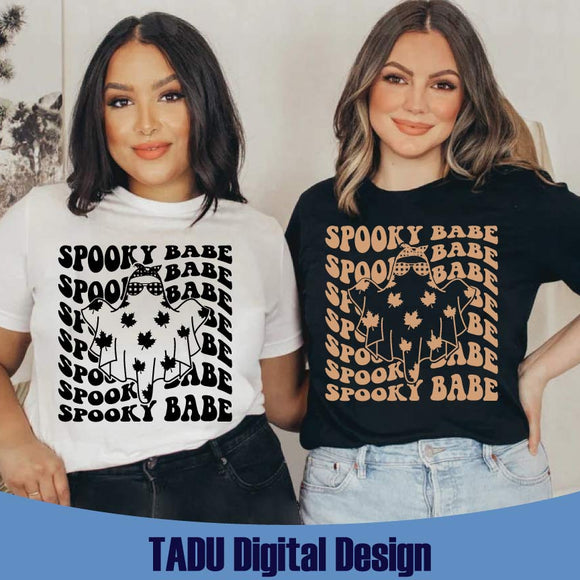 Spooky Babe Svg Boho Halloween Svg Floral Ghost Spooky Vibes Png