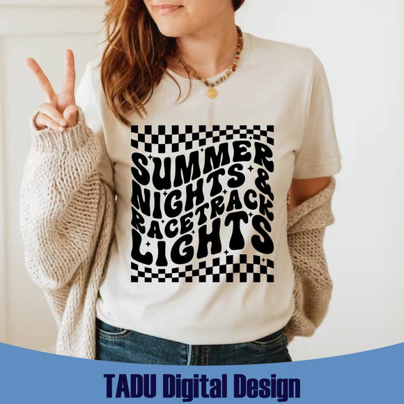 Summer Nights and Racetrack Lights Svg Racing Mom Png Dirt Track