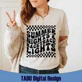 Summer Nights and Racetrack Lights Svg Racing Mom Png Dirt Track