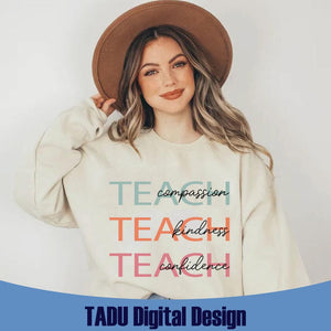 Teach Compassion Kindness Confidence Svg Trendy Teacher Png
