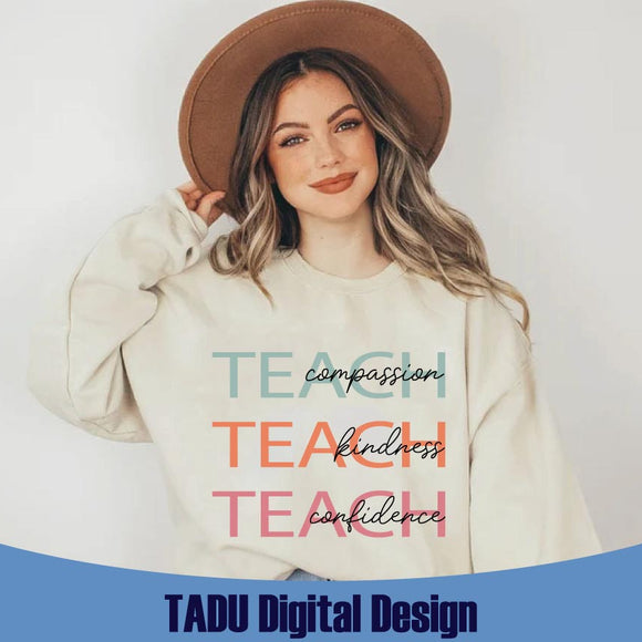Teach Compassion Kindness Confidence Svg Trendy Teacher Png