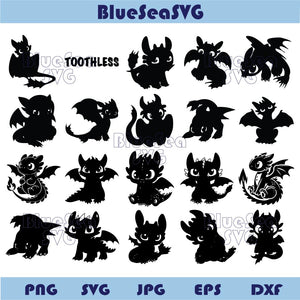 Toothless Svg Bundle Toothless Dragon Svg Night Fury Silhouette Dxf