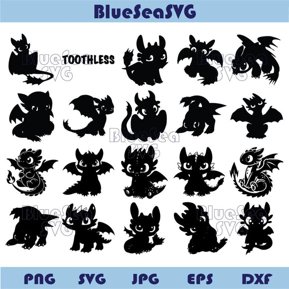 Toothless Svg Bundle Toothless Dragon Svg Night Fury Silhouette Dxf