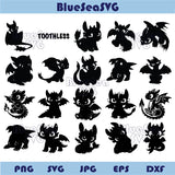 Toothless Svg Bundle Toothless Dragon Svg Night Fury Silhouette Dxf