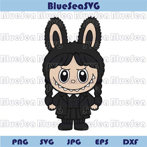Wednesday Addams Labubu Svg Halloween Labubu Png Cute Doll Svg