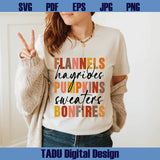 Flannels Hayrides Pumpkins Sweaters Bonfires Svg Thanksgiving Png