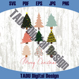 Preppy Merry Christmas Trees Svg Girly Pink Christmas Tree Png