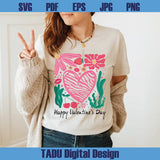 Boho Floral Pink Heart Png Retro Happy Valentines Day Svg Png