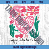 Boho Floral Pink Heart Png Retro Happy Valentines Day Svg Png