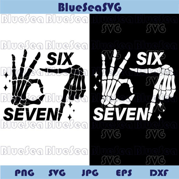 Funny Halloween Six Seven 6 7 Meme Svg Skeleton Hands 6-7 Svg Png