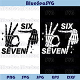 Funny Halloween Six Seven 6 7 Meme Svg Skeleton Hands 6-7 Svg Png