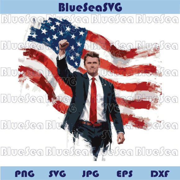 Charlie Kirk Png Fist Raised with American Flag Png Justice Freedom
