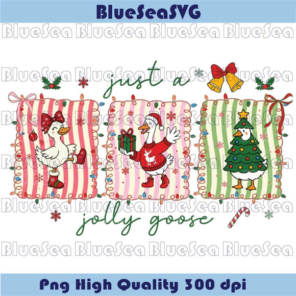 Retro Just a Jolly Goose Png Preppy Christmas Png Santa Goose Png
