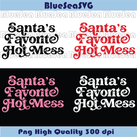 Santa's Favorite Hot Mess Svg Vintage Christmas Png Xmas Svg