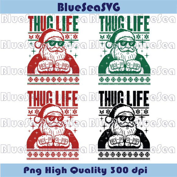 Thug Life Santa Svg Trendy Christmas Svg Sarcastic Santa Claus Png