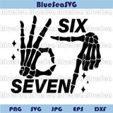 Funny Halloween Six Seven 6 7 Meme Svg Skeleton Hands 6-7 Svg Png