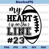 My Heart is on The Line Svg American Football Svg Custom Number