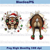 Christmas Reindeer Png Front and Back Funny Xmas Reindeer Png