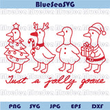 Just a Jolly Goose Svg Retro Christmas Goose Svg Santa Goose Png