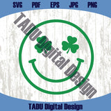 Lucky Smiley Face Svg St Patricks Shamrock Happy Face Clover Svg - Blue Sea Svg