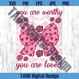 Heart Coquette Bow You Are Loved Png Valentines Day Png Valentine
